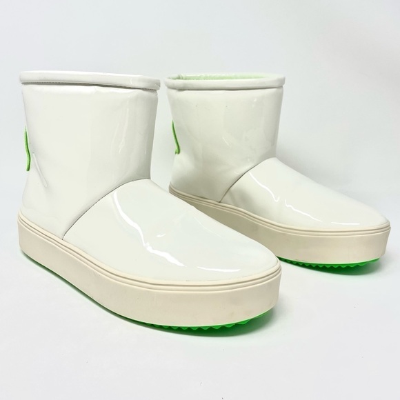 CHIARA Ferragni Logo Patch White Vinyl and Plush Lined Ankle Booties Size 39 - Picture 7 of 16